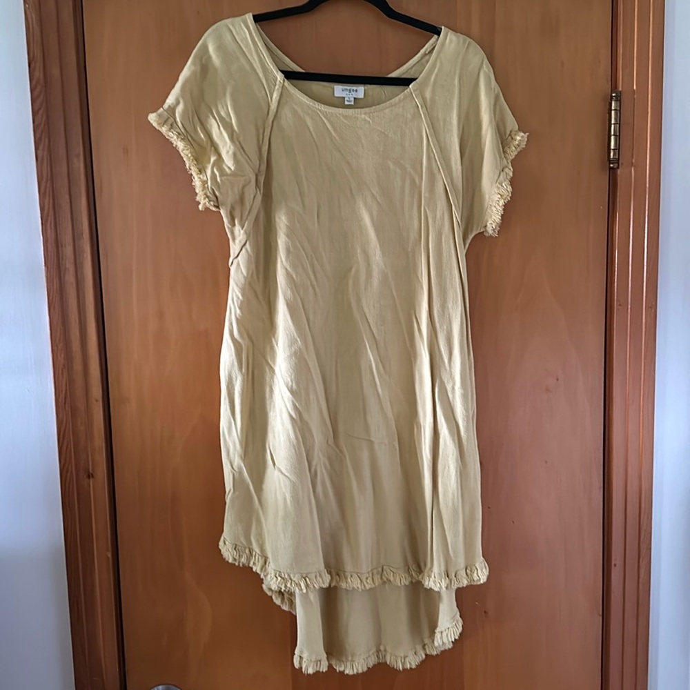 Mustard color Umgee high/low dress with pockets
